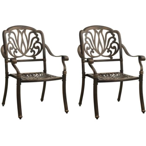 vidaXL Gartensessel Set von 2 Aluminiumguss Bronze
