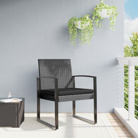vidaXL Gartensessel Set von 2 in Dunkelgrau Rattan PP