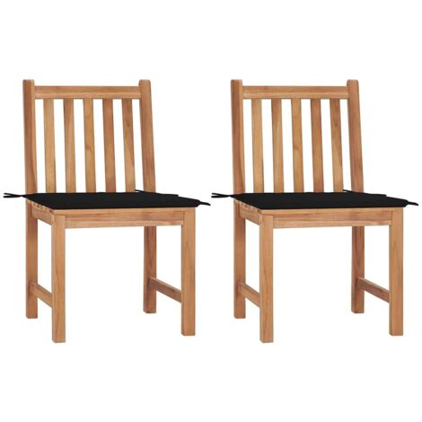 vidaXL Gartensessel Set von 2 mit Kissen aus massivem Teakholz