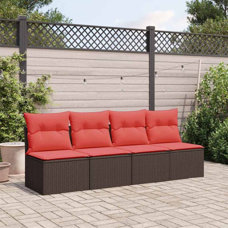 Vidaxl Gartensofa Mit Kissen 4-sitzer Braun Poly Rattan