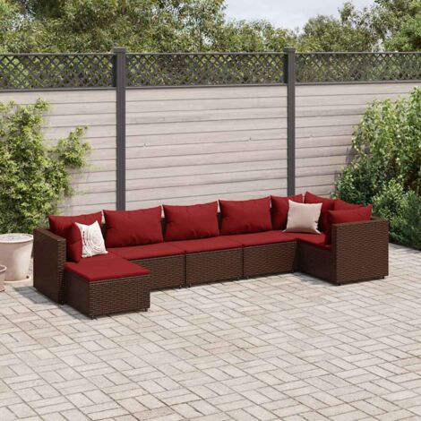 vidaXL Gartensofa mit Kissen 7-teilig braun Rattan