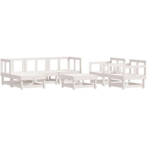 vidaXL Gartensofaset 7-tlg. Weiß Massivholz Kiefer