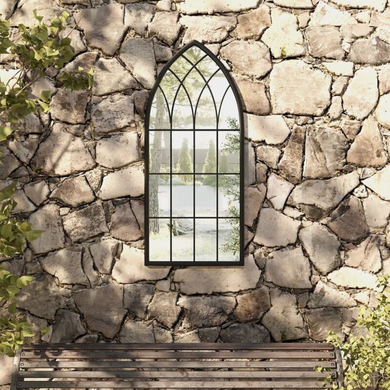 Vidaxl Gartenspiegel Schwarz 100x45 Cm Eisen