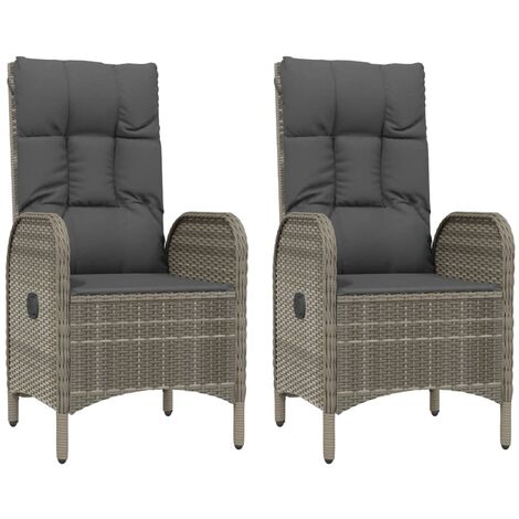 vidaXL Gartenstühle 2 Stk. Poly Rattan Grau