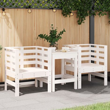 vidaXL Gartenstühle 2er-Set Weiß 61,5x53x71 cm Massivholz Kiefer