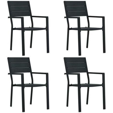 vidaXL Gartenstühle 4 Stk. Schwarz HDPE Holz-Optik