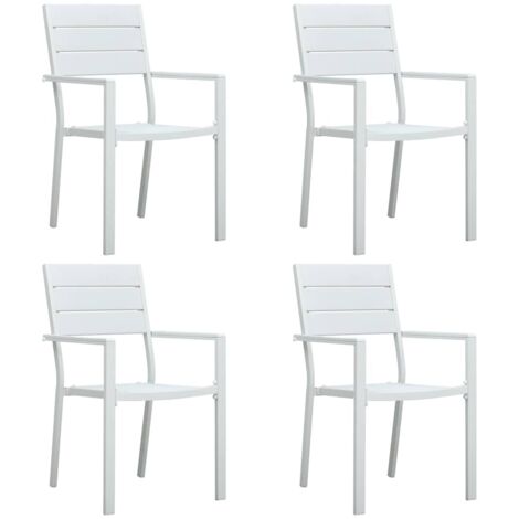 vidaXL Gartenstühle 4 Stk. Weiß HDPE Holz-Optik