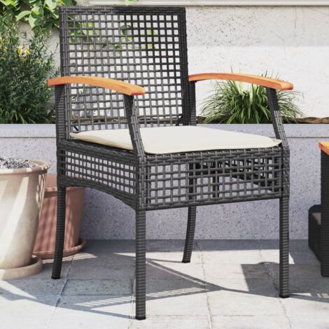 vidaXL Gartenstühle mit Kissen 2er Set schwarz Rattan Akazie