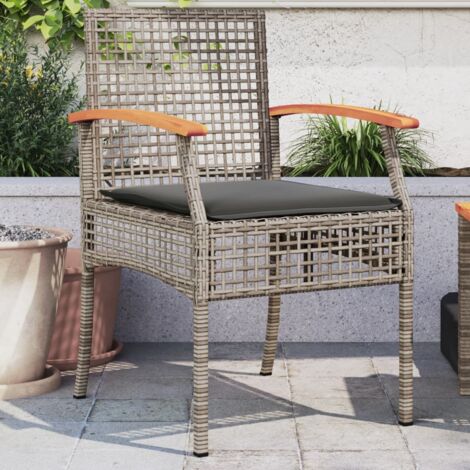 vidaXL Gartenstühle mit Kissen im 2er-Set grau Rattan Akazie