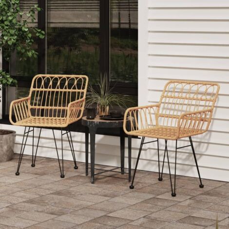 vidaXL Gartenstühle Set von 2 mit Armlehnen 56x64x80 cm Rattan