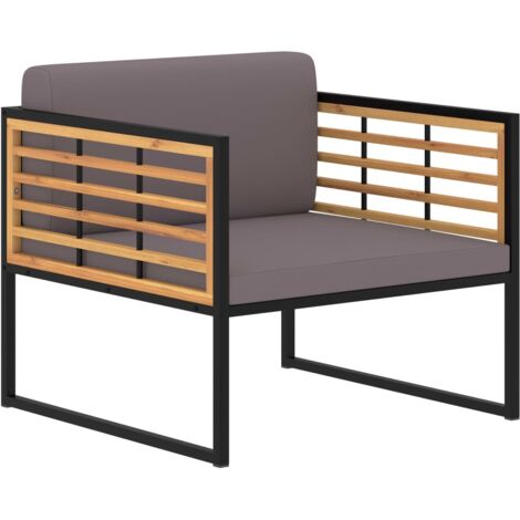 vidaXL Gartenstühle und Kissen Set von 2 Akazienholz Dunkelgrau
