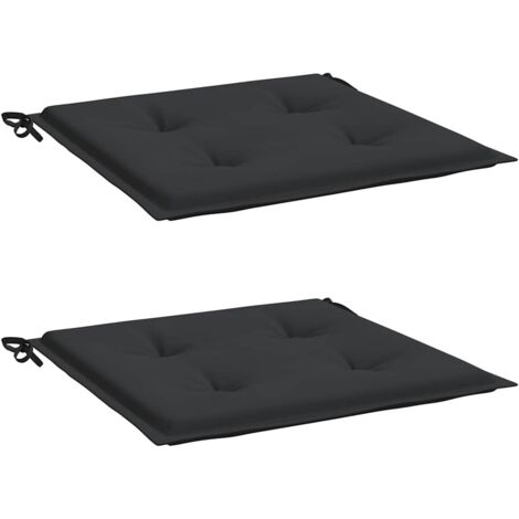 vidaXL Gartenstuhl Kissen 2er Set Schwarz 50x50x3 cm