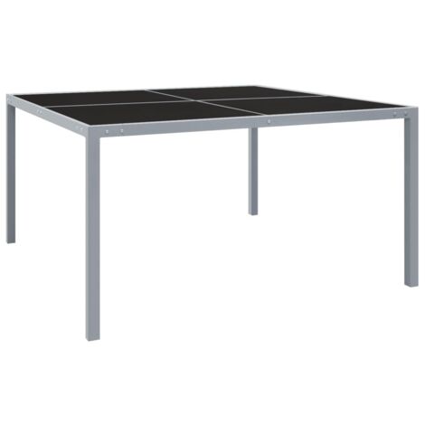 vidaXL Gartentisch 130x130x72 cm Grau Stahl und Glas