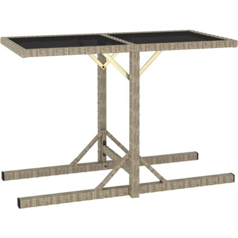 vidaXL Gartentisch Beige 110x53x72 cm Glas und geflochtenes Harz