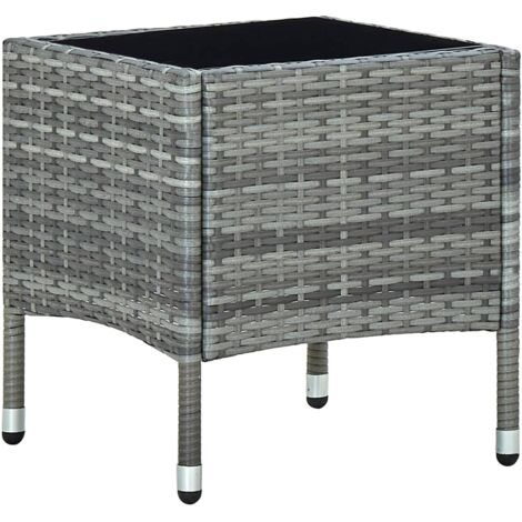 vidaXL Gartentisch Grau 40x40x45 cm Poly Rattan