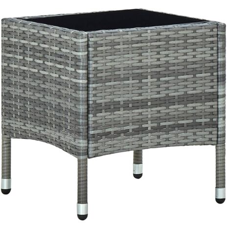 vidaXL Gartentisch Grau 40x40x45 cm Poly Rattan