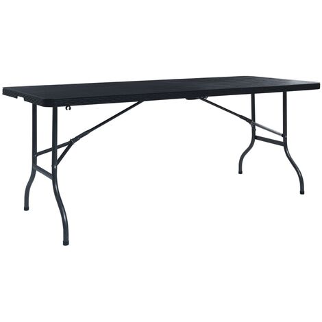 vidaXL Gartentisch Klappbar Schwarz 180×75×72 cm HDPE Rattan-Optik