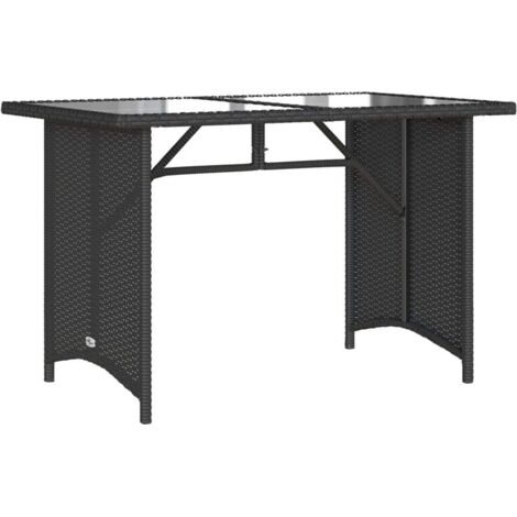 vidaXL Gartentisch mit schwarzer Glasoberfläche 110x68x70 Poly-Rattan