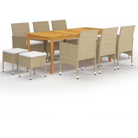 vidaXL Gartentisch-Set 11-teilig Beige