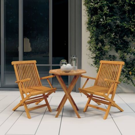 vidaXL Gartentisch-Set 3-teilig Massivholz Teak