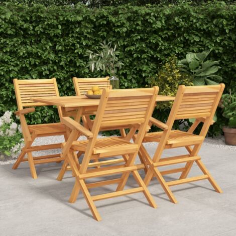 vidaXL Gartentischset 5-teilig Massivholz Teak