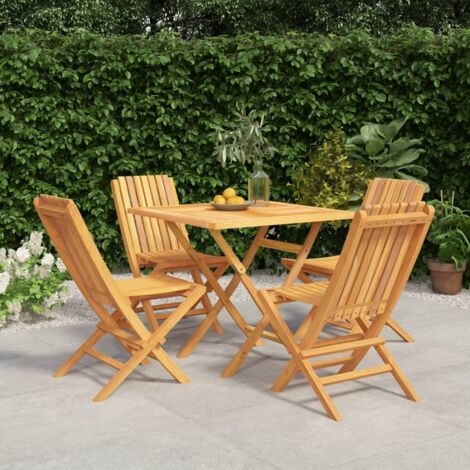 vidaXL Gartentischset 5-tlg. aus massivem Teakholz