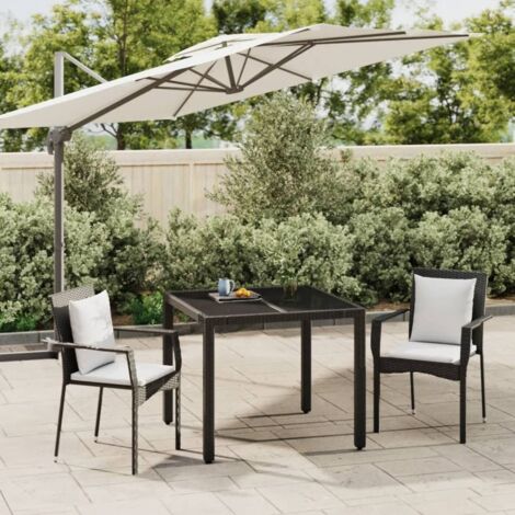 vidaXL Gartentischset mit Kissen 3 Teile Schwarz
