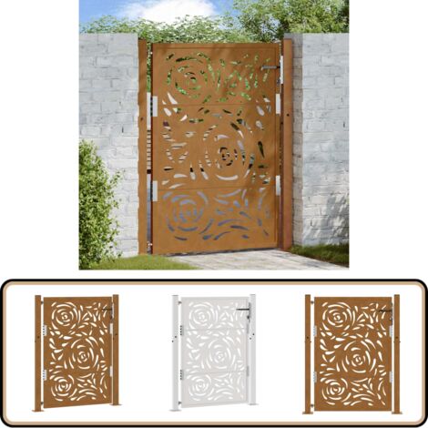 vidaXL Gartentor 105x130 cm Wetterfester Stahl Flammen-Design