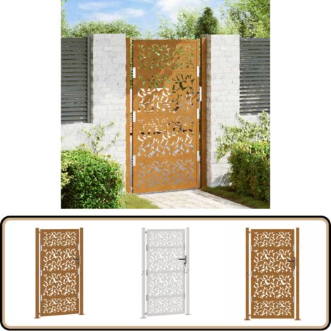 vidaXL Gartentor 105x180 cm Wetterfester Stahl Blatt-Design