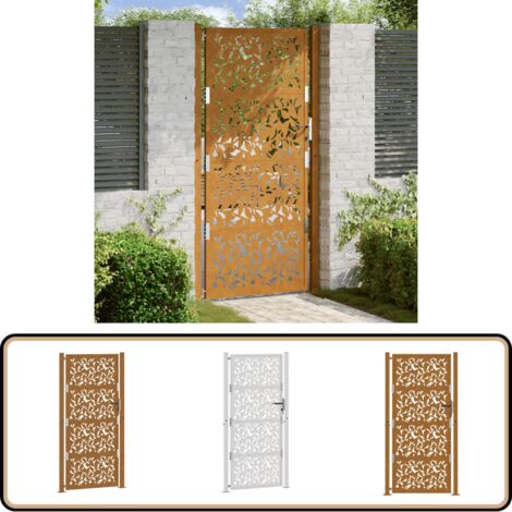 vidaXL Gartentor 105x205 cm Wetterfester Stahl Blatt-Design