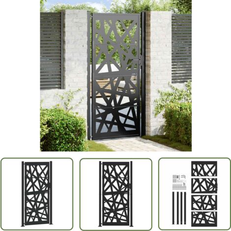 vidaXL Gartentor Schwarz 105x205 cm Stahl Lichtdesign