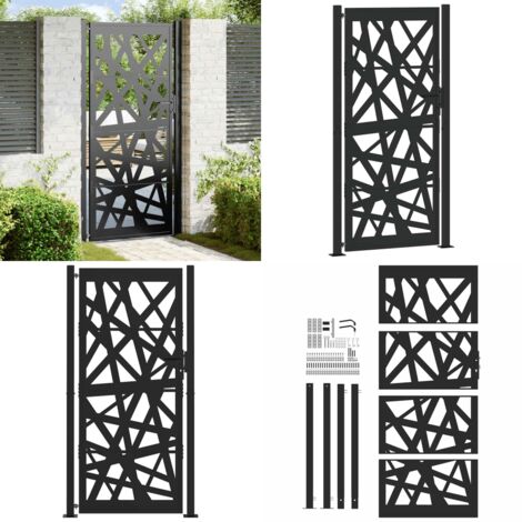 vidaXL Gartentor Schwarz 105x205 cm Stahl Lichtdesign