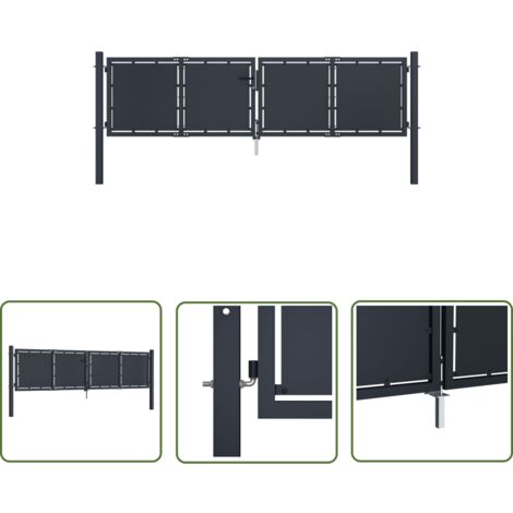 vidaXL Gartentor Stahl 300 x 75 cm Anthrazit