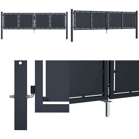 vidaXL Gartentor Stahl 300 x 75 cm Anthrazit