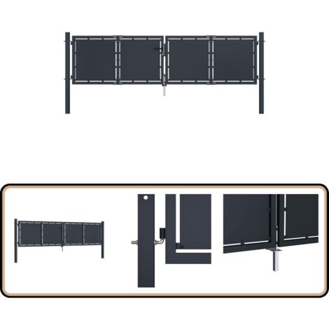 vidaXL Gartentor Stahl 300×100 cm Anthrazit