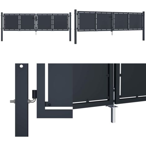 vidaXL Gartentor Stahl 300×100 cm Anthrazit