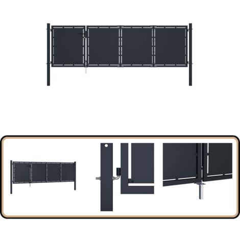 vidaXL Gartentor Stahl 350 x 75 cm Anthrazit