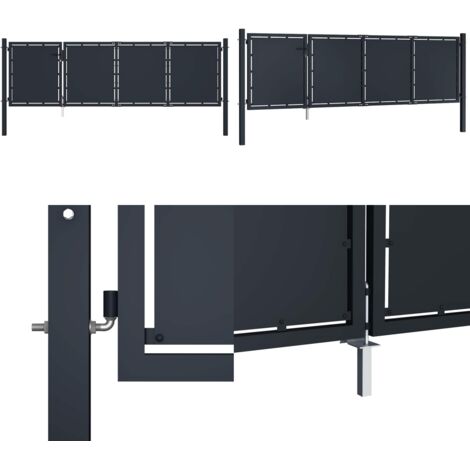 vidaXL Gartentor Stahl 350 x 75 cm Anthrazit