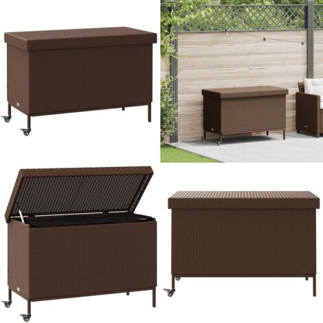 vidaXL Gartentruhe mit Rollen Braun 110x55x73 cm Poly Rattan