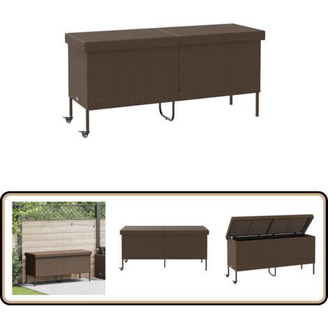 vidaXL Gartentruhe mit Rollen Braun 160x55x75 cm Poly Rattan
