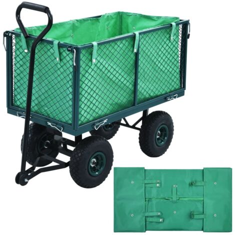 vidaXL Gartenwagen-Einlage Grün Stoff