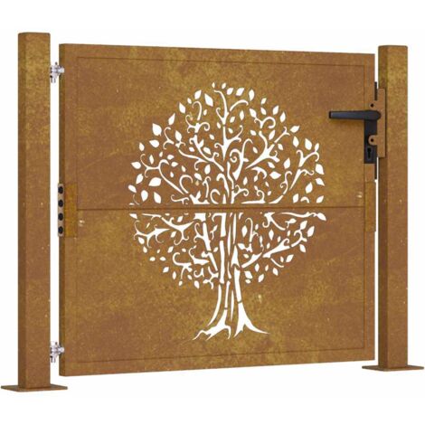vidaXL Gartenzaun 105x80 cm Cortenstahl Baumdesign