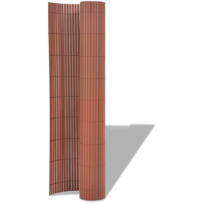 Gartenzaun Doppelseitig Pvc 90 X 300 Cm Braun Vidaxl