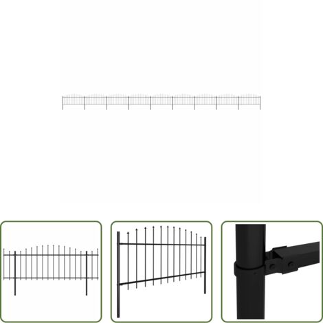 vidaXL Gartenzaun mit Speerspitze -  Gartenzaun mit Speerspitze Stahl 1603,5 x 75 cm Schwarz