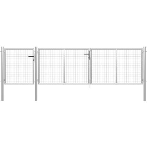vidaXL Gartenzaun Tor Stahl 400 x 75 cm Silber