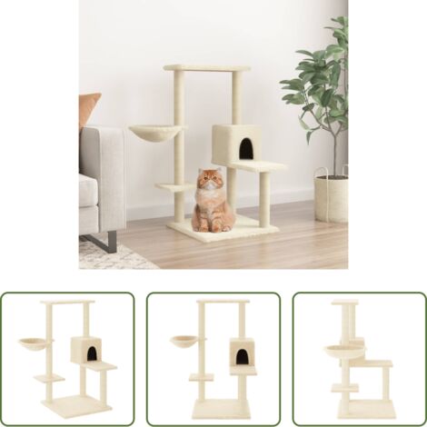 vidaXL Gato arañador -  Rascador para gatos con postes de sisal color crema 95 cm