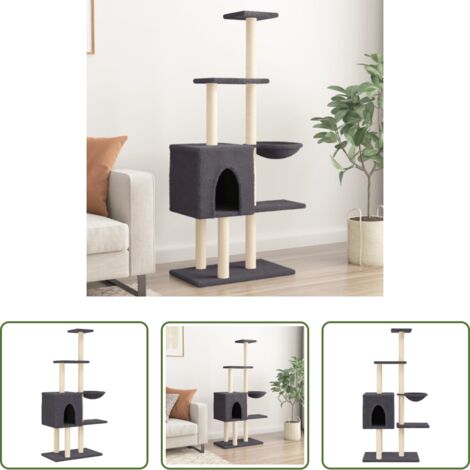 vidaXL Gato -  Rascador para gatos con postes de sisal gris oscuro 145 cm