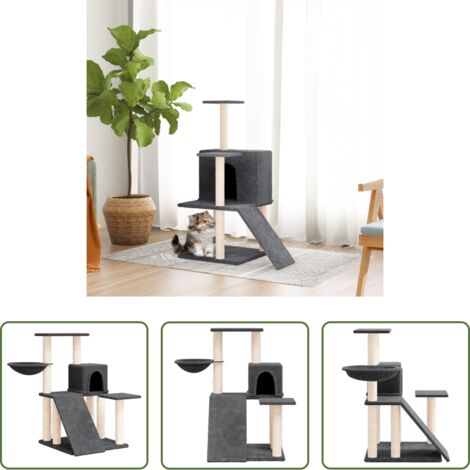 vidaXL Gato -  Rascador para gatos con postes de sisal gris oscuro 82 cm