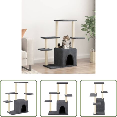 vidaXL Gato -  Rascador para gatos con postes de sisal gris oscuro 97,5 cm