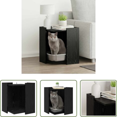 vidaXL Gatto -  Rifugio per lettiera per gatti Rovere Nero 42 x 42 x 51 cm
